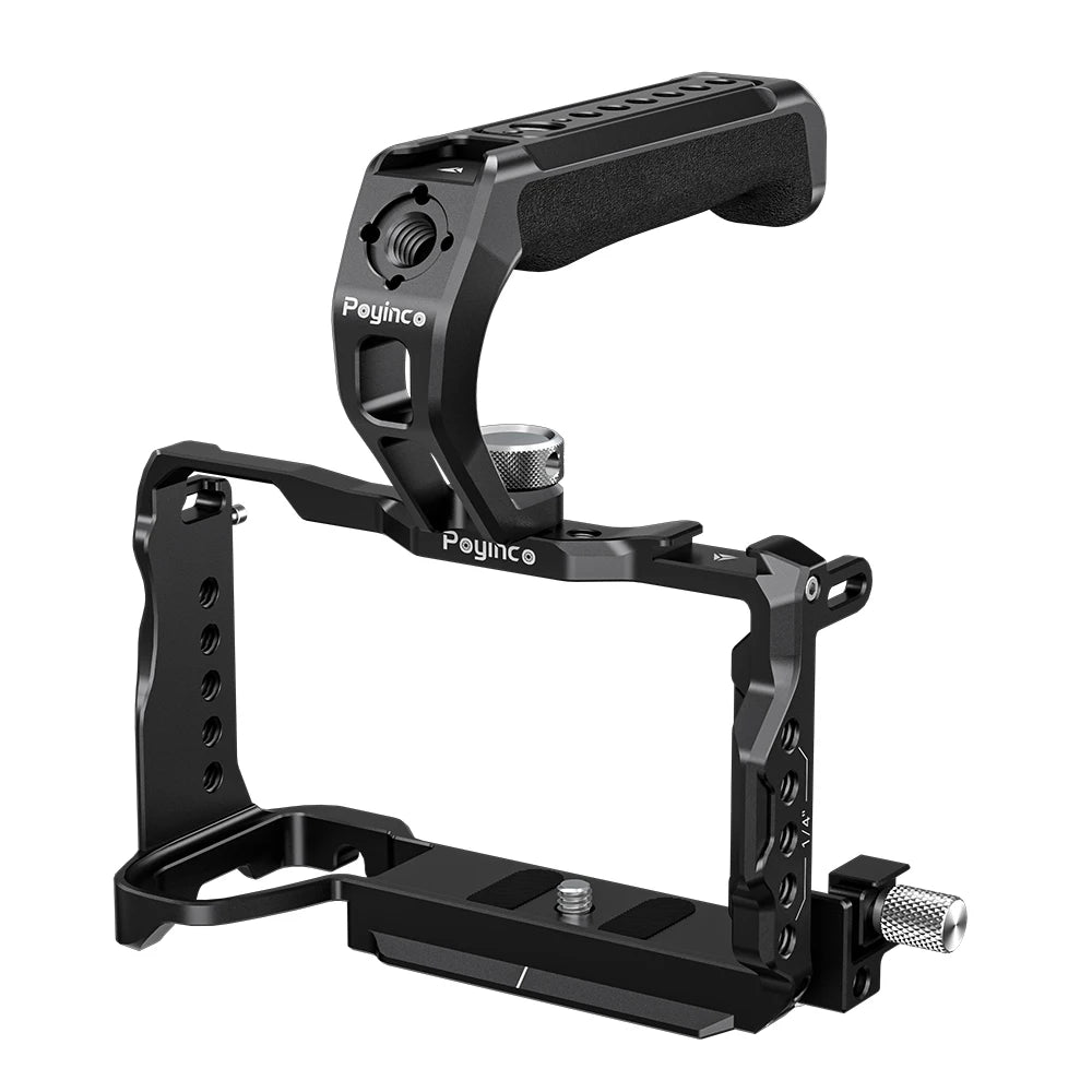 A6700 Camera Cage with Top Handle and Cold Shoe for A6700 Aluminum Alloy Anti-Scratch DSLR Rig Kit Accessories