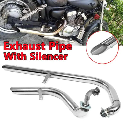 Motorcycle Long Exhaust Muffler Pipe Full System + Silencer for Yamaha Virago XV125 XV250 Moto Stainless Steel Exhaust Pipes