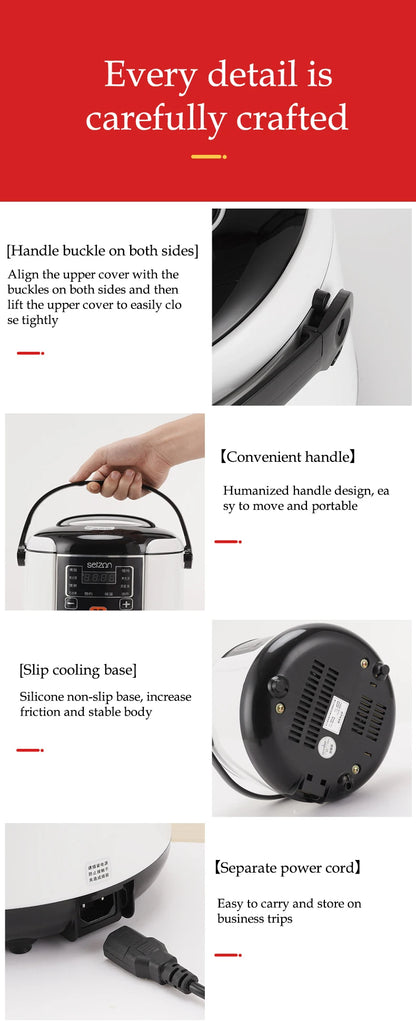 12V 24V Electric Rice Cooker Car Truck Multicooker Timing Reservation Food Heating Cooking Steamer Soup Stew Pot Steamer Cooker