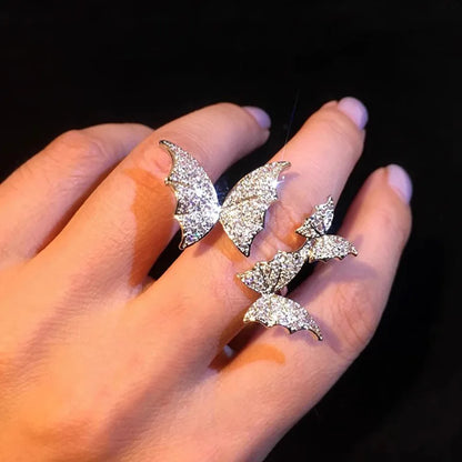 T0055 Wings Ring Alloy Crystal Rhinestone Neo Gothic Party Women's Jewelry