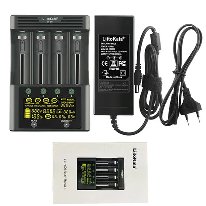 LiitoKala lii-500S lii-500 lii-600 LCD 3.7V 1.2V 18650 26650 21700 Battery Charger with screen Test the battery capacity