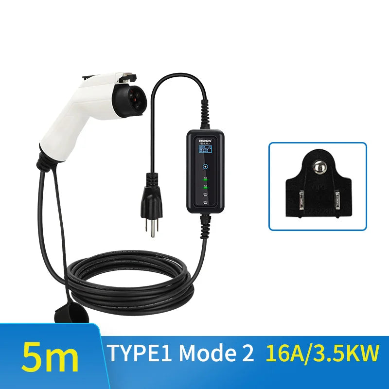Feyree Type2 Portable Ev Charger 3.5kw 16a 1phase J1772 Socket With 5m Cable Smart App Wifi Control Version for Electric Vehicle