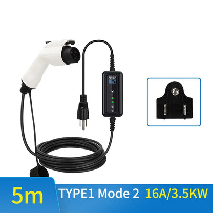 Feyree Type2 Portable Ev Charger 3.5kw 16a 1phase J1772 Socket With 5m Cable Smart App Wifi Control Version for Electric Vehicle