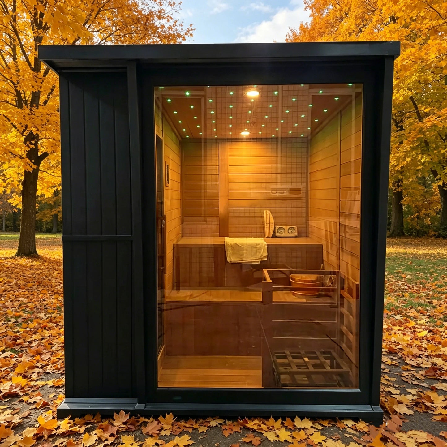 CE/ETL Certificated 4 Person Red Cedar Outdoor Sauna Slope Roof Sauna for Hotel Villa Use