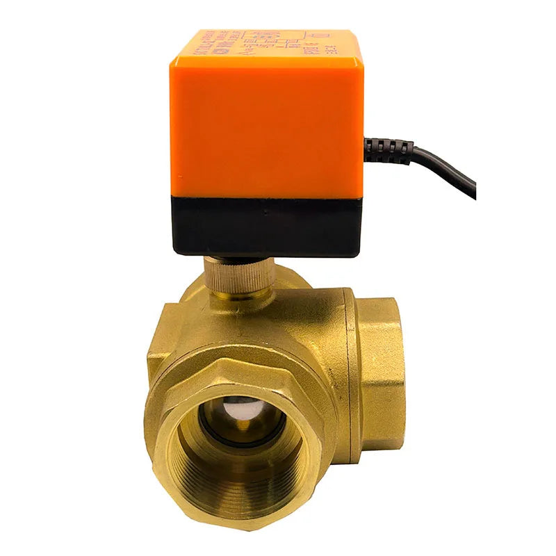 1/2'' 3/4'' Three Way Brass Motorized Ball Valve AC220V Three Wire One Control T/L Type Control Valve for Water