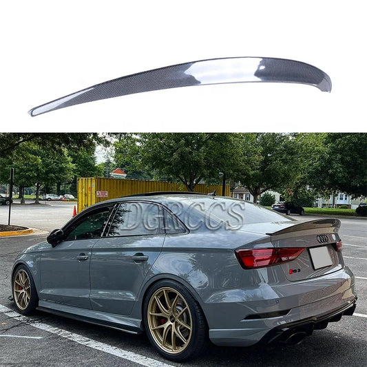Audi A3 S3 RS3 8V Luxury Sedan Exterior Decoration HK Type Carbon Fiber Rear Spoiler Luggage Wing 2013-2020