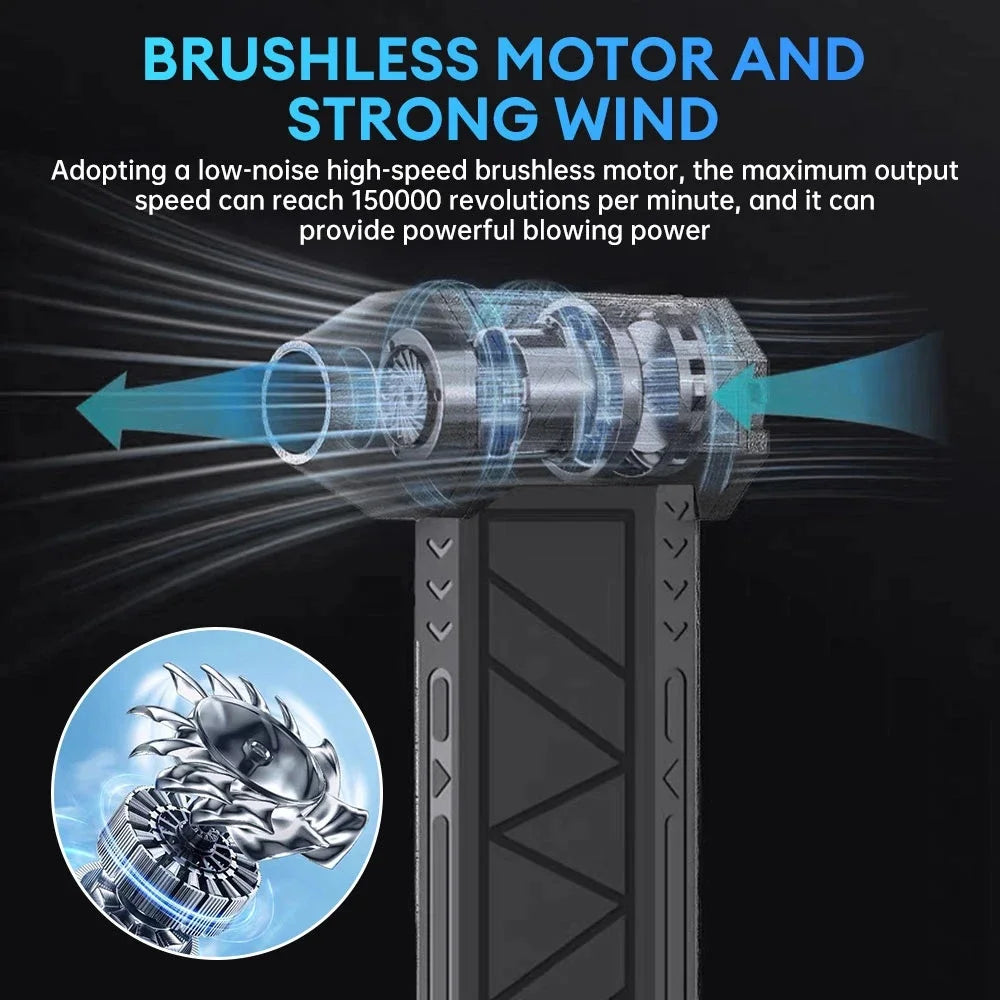 High-Speed 130000 RPM Fan 52m/s Air Blower Brushless Motor 4000mAh Battery Overheat Protection Electric Consumer Electronics