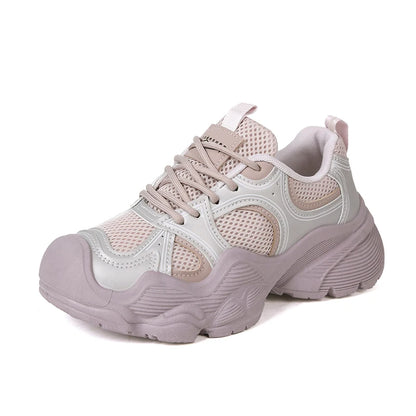 2024 Tall and Thick Soled Women's  Spring and Autumn New Mesh Breathable Explosive Sports and Leisure Shoes