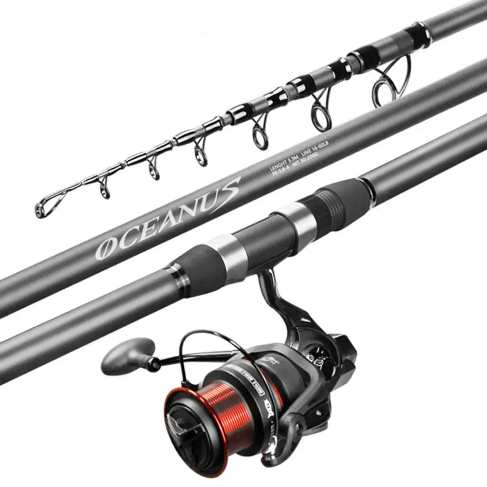 Topline High Quality Carbon Spinning Rod 2.1m-5.4m Super Light 5/6/7/8 Sections Telescopic Long Handle Carbon Fiber Fishing Rod