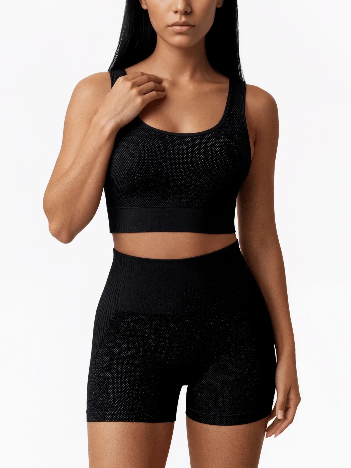 2Piece Workout Sets for Women Seamless High Waist Yoga Shorts With Sports Bra Outfits