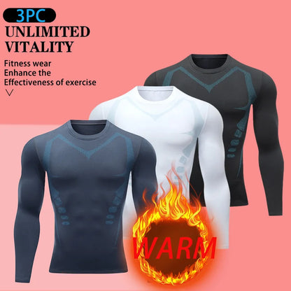 USA Warehouse 3 Pack Long Sleeve Thermal Shirts for Men Fleece Lined Soft Thermal Underwear Cold Weather Warm Base Layer