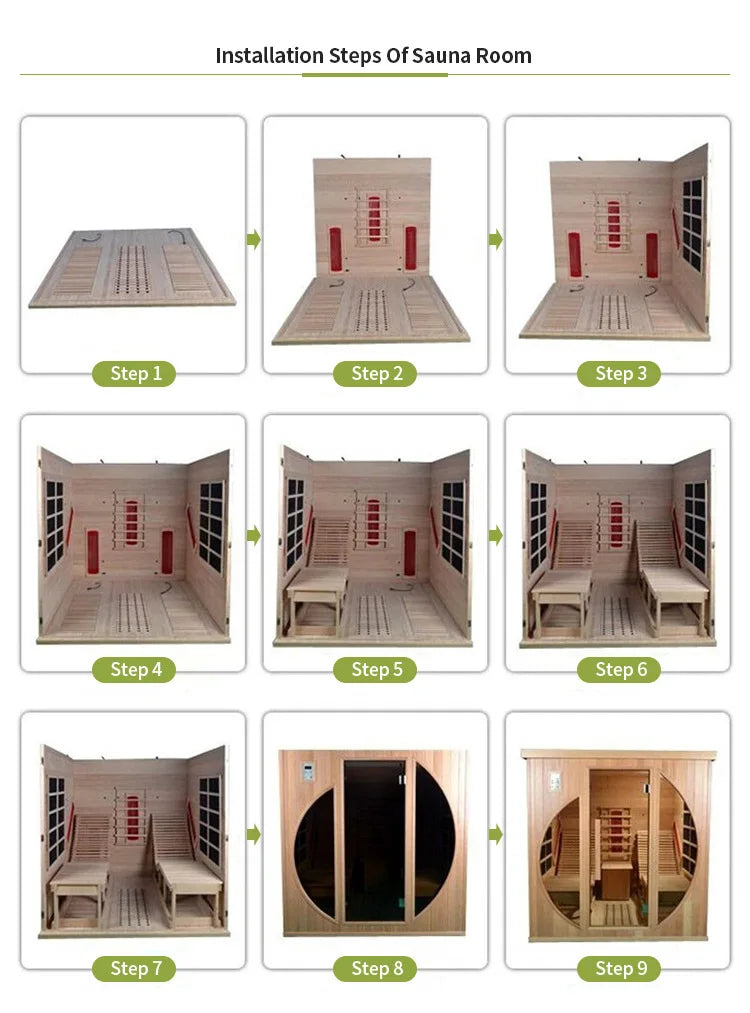 Luxury 1-Person Modern Cedar Electric Sauna Room with Red Cedar Solid Wood and Dry Steam Stove for Apartment or Villa