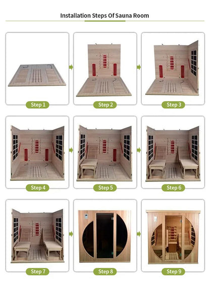 Luxury 1-Person Modern Cedar Electric Sauna Room with Red Cedar Solid Wood and Dry Steam Stove for Apartment or Villa