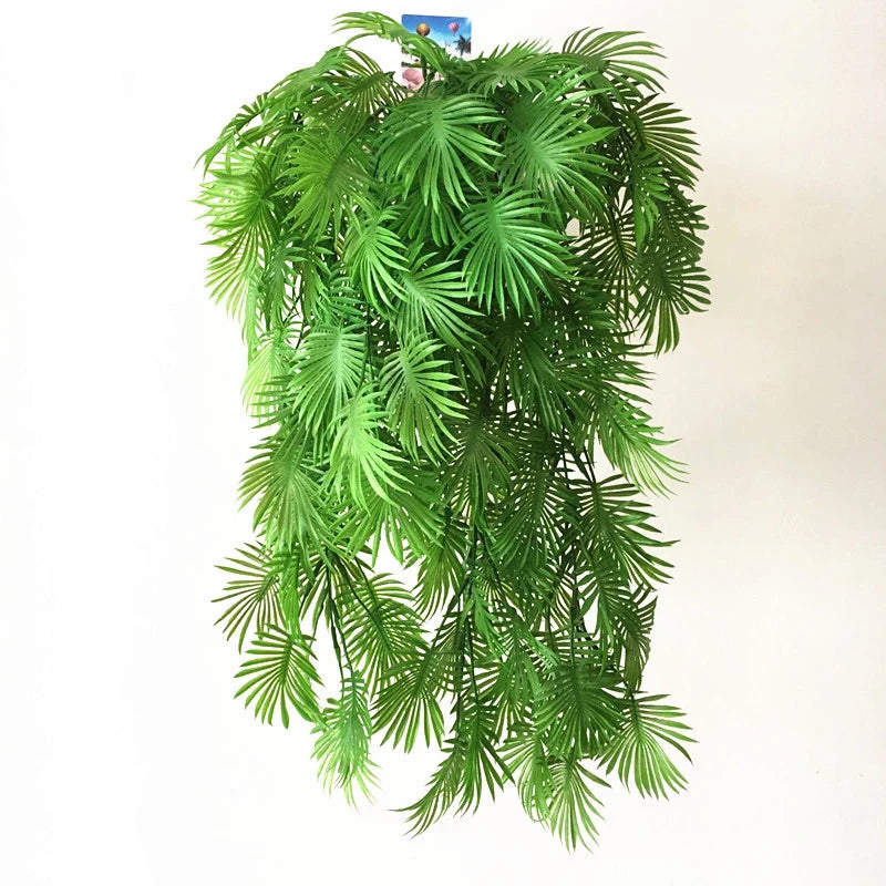 Artificial Palm Green Plants Vine Turtle Leaf Rattan Ceiling Wall Hanging Flower Maple Leaves Wedding Garden Balcony Home Decor