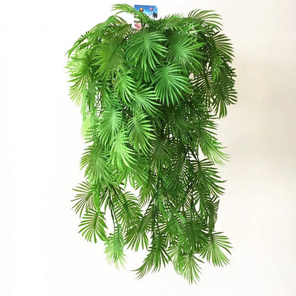 Artificial Palm Green Plants Vine Turtle Leaf Rattan Ceiling Wall Hanging Flower Maple Leaves Wedding Garden Balcony Home Decor