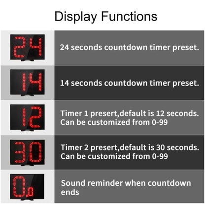 Ganxin 2 Units Set - LED Electronic Basketball Shooting Countdown Timer, Digital 12/14/24/30s Shot Clock with Remote Control