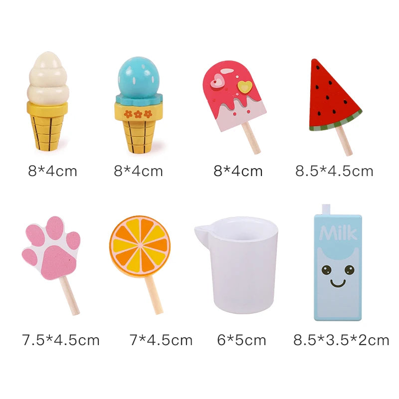 Children's Fun Simulation Fruit Popsicle Ice Cream Wooden Kitchen Toys Children's Parent-child Interactive Family Play