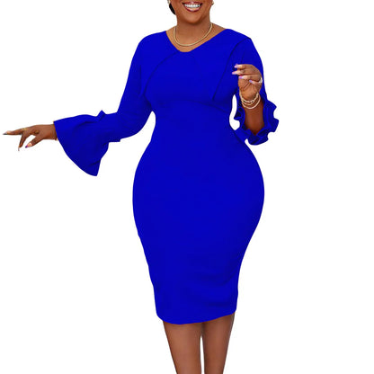 D3201 Foreign Trade Plus-size Women's Dress Fashion Temperament Tongle Professional Bag Pencil Skirt African