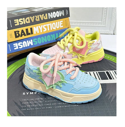 Internet Celebrity Hot White Sneakers, 2026 New Niche Design Thick Sole Board Shoes, Women Daily Casual Running Footwear