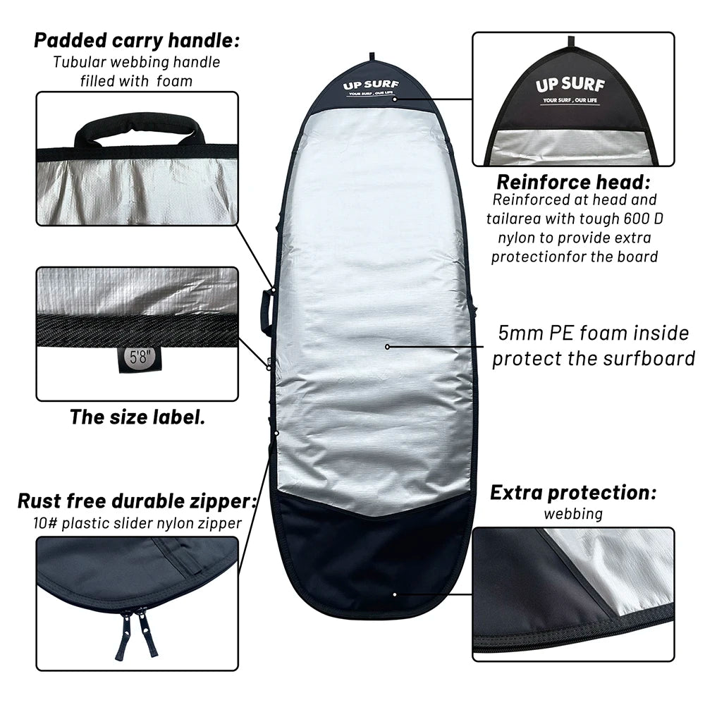 UPSURF Surfboard Travel Nylon Bag/Cover 5.4/5.8/6.0/6.4/6.8 600D Shortboard Bag