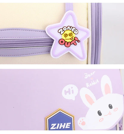 Ultra-Light Female Student Backpack Waterproof Fashion 1-4-6 Grade Contrast Color Ridge Protection Burden Reduction for Primary