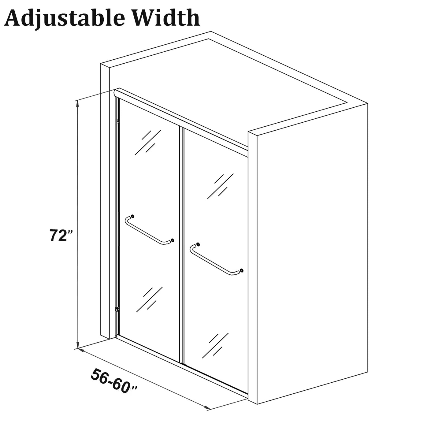 Tempered Glass Shower Door, Double Handle Design, Leak-Proof & Easy to Clean