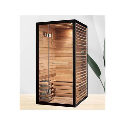 Hesperu HQ-D1220 Solid Hemlock Wood Dry/Wet Steam Sauna Room European Design Soft Touch Control Panel Far Infrared Function 220V