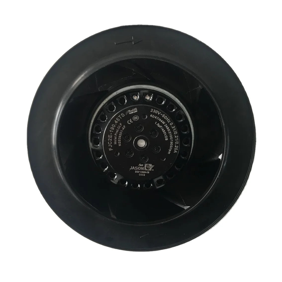 C2E-190.45TS 190mm Three Speed EC AC Different air Flow Plastic Backward Curved Centrifugal Cooling Fan for Kitchen and Bathroom
