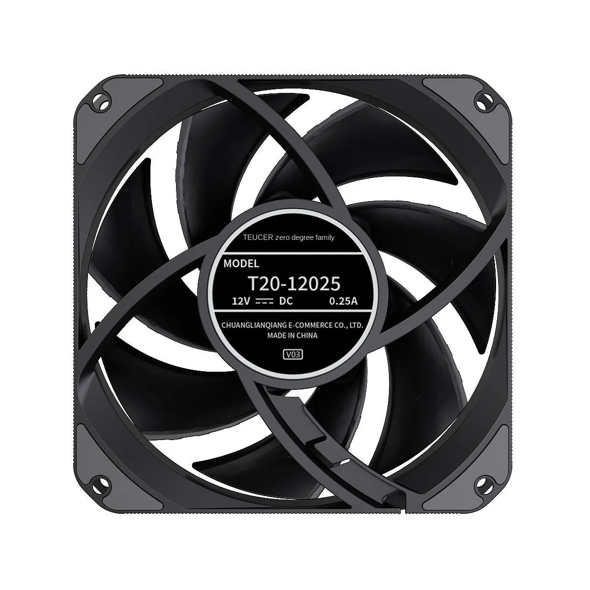 TEUCER T20 Industrial Grade 12V 4Pin 2500RPM PC Case Radiator Fan Ball Bearing High Wind Pressure Cooling Fans S-FDB