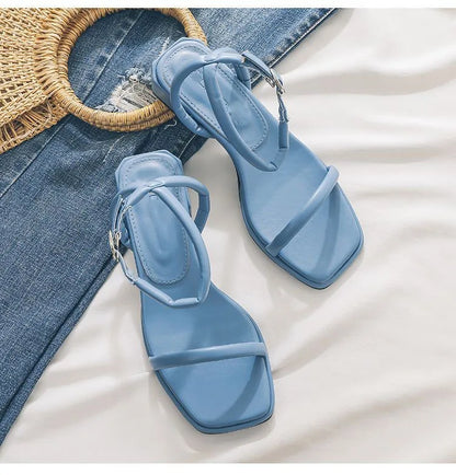 New Mid Heeled Sandals for Women, Summer Fish Mouth Covers, Thick Heels, High Heels, Simple Color Style