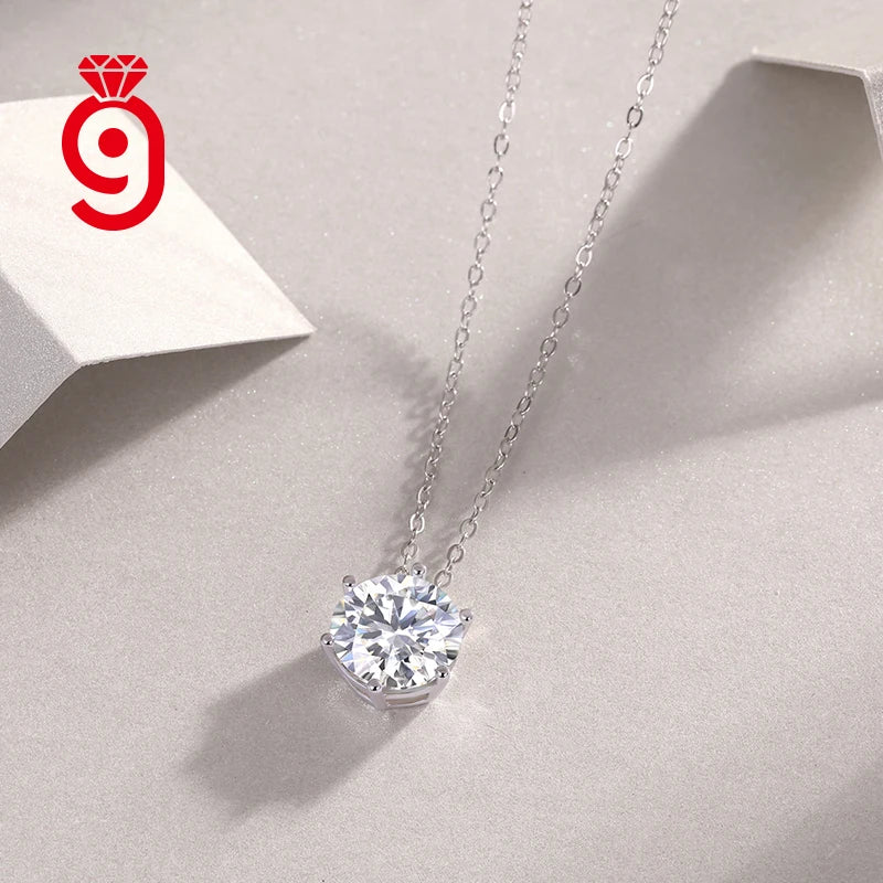 Wholesale Classic Round 1ct Moissanite Diamond Necklace Hip Hop Jewelry Custom Sterling Silver 925 Iced Out Initial Necklace