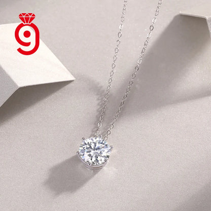 Wholesale Classic Round 1ct Moissanite Diamond Necklace Hip Hop Jewelry Custom Sterling Silver 925 Iced Out Initial Necklace