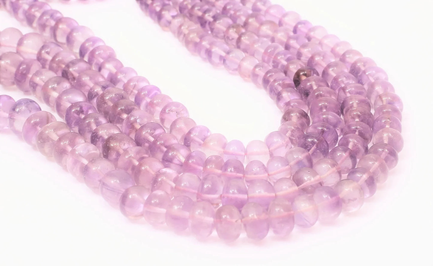 Natural Pink Amethyst Smooth Rondelle Gemstone Beads 16" Length 5 10mm AAA Quality Handmade Jewelry Making Craft