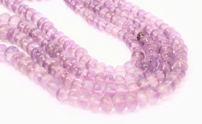 Natural Pink Amethyst Smooth Rondelle Gemstone Beads 16" Length 5 10mm AAA Quality Handmade Jewelry Making Craft