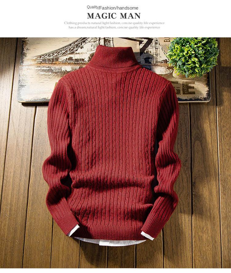2023 Winter High Neck Thick Warm Sweater Men Turtleneck Brand Mens Sweaters Slim Fit Pullover Men Knitwear Male Double Collar3Xl