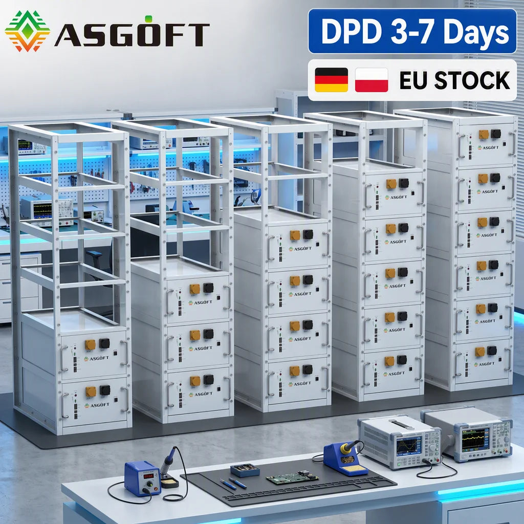 ASGOFT DIY Battery Box 48 V 280Ah 304Ah MB31 15kWh 16kWh LiFePO4 Lithium Phosphate Battery Pack DIY Battery Kits Set Metal Case