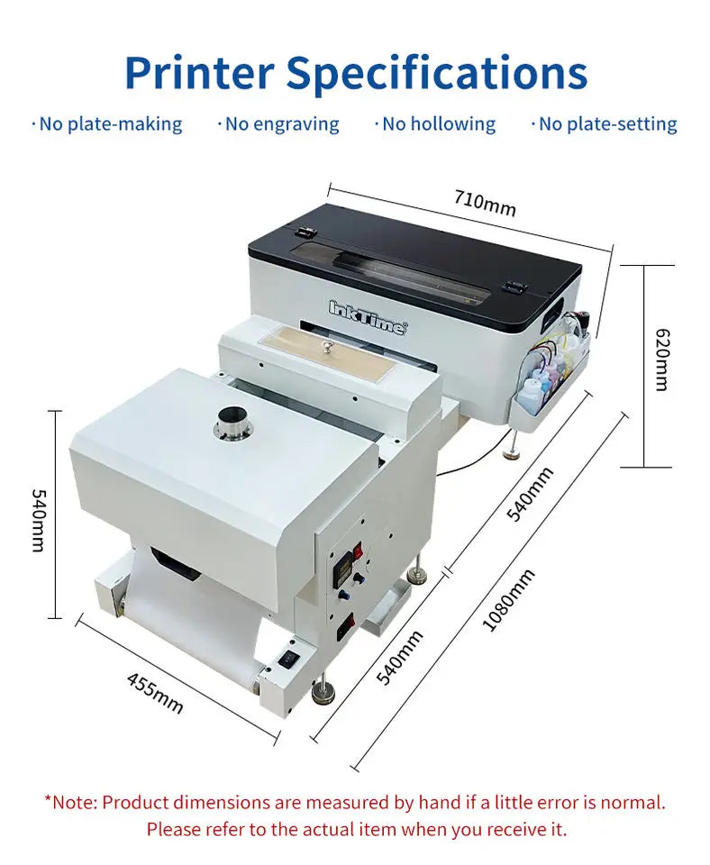 Inktime Customized Multifunction Pet Film Digital Printing F1080 Printhead Impresora A3 Dtf Inkjet T-Shirt DTF Printer