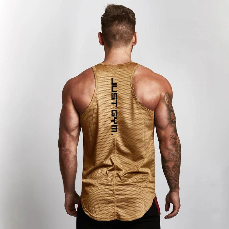 Brand Casual New Mesh Fashion Clothing Sleeveless Shirts Tank Top Men Bodybuilding Workout Gym Vest Fitness Men's Sport Singlets