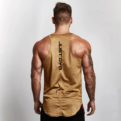 Brand Casual New Mesh Fashion Clothing Sleeveless Shirts Tank Top Men Bodybuilding Workout Gym Vest Fitness Men's Sport Singlets