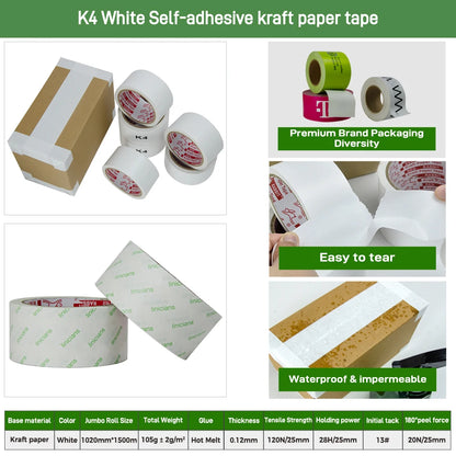 Customized Eco Friendly Degradable Self-adhesive Water Activated Kraft Packing Tape Manufacturer