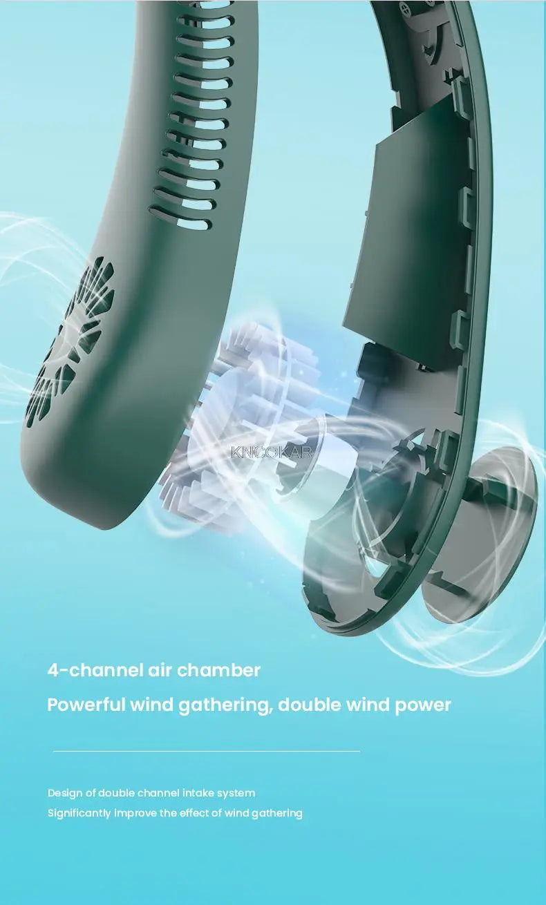 Portable Air Cooling Neck Fan Mini Bladeless LED Air Conditioner Wireless Outdoor Sport Cooling Hanging Fan ventilador de cuello
