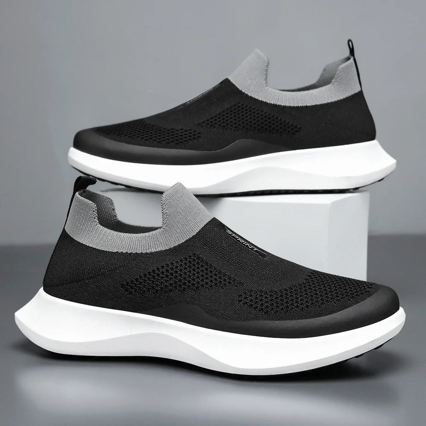 Men's Spring Breathable Slip-On Dad Shoes Large Size Soft Sole Casual Walking Shoes for Couple
