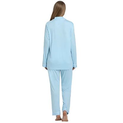 Joyaria Pajama Sets Women Long Sleeve Sleepwear Button Down Pj Pants Set Soft Bamboo Female Night Suit PJS Women Pyjamas Femmes