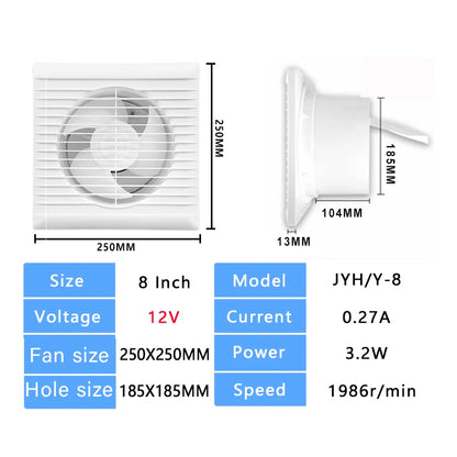 Outdoor Solar Panel Fan Kit Exhaust Fan DC 12V 8 Inch for Chicken Coop Dog House