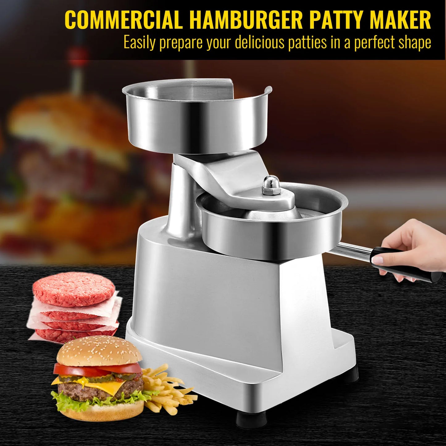 100-150mm Hamburger Patty Press Manual Round Meat Shaping Kitchen Machine