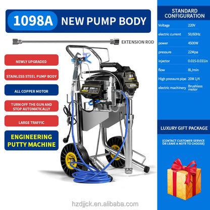 High-Power 220V Electric Airless Spray Gun Professional Latex Paint Coating High-Voltage Brushless Motor Engineering Electric