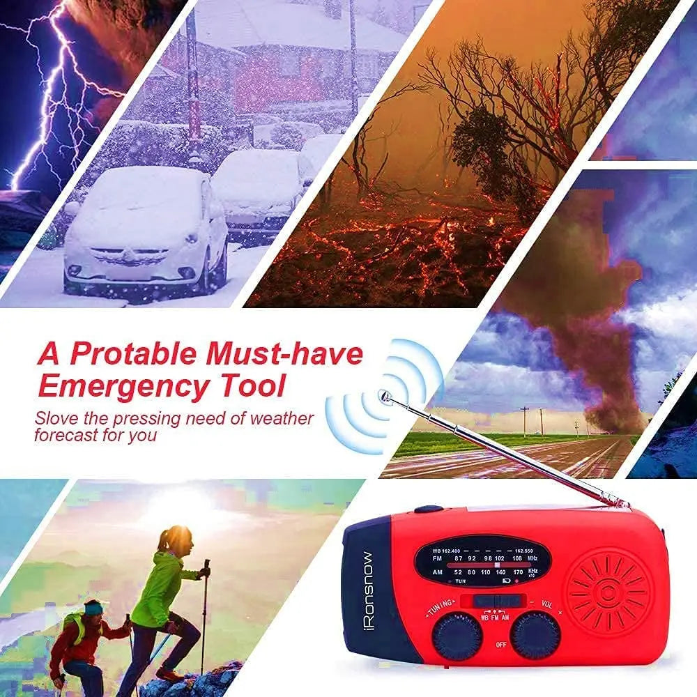 Emergency Hand Crank Radio with LED Flashlight, AM/FM NOAA Portable Weather Radio 2000mAh Power Bank Phone Charger for Camping