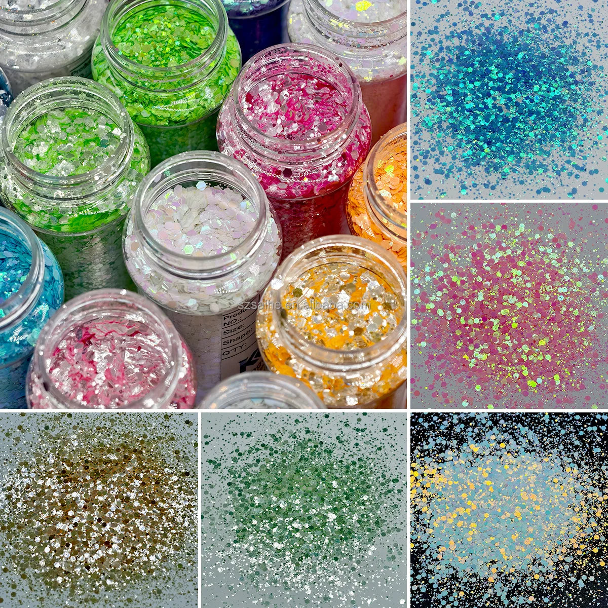 US Warehouses High Flash Spring Chunky Glitter 24 Color Bottle Set for Diy Makeup Manicure Handcrafted Cups Gift-making and More