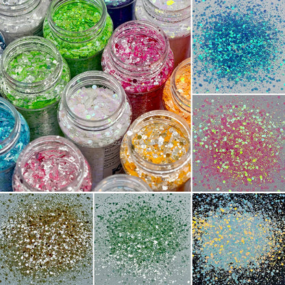 US Warehouses High Flash Spring Chunky Glitter 24 Color Bottle Set for Diy Makeup Manicure Handcrafted Cups Gift-making and More