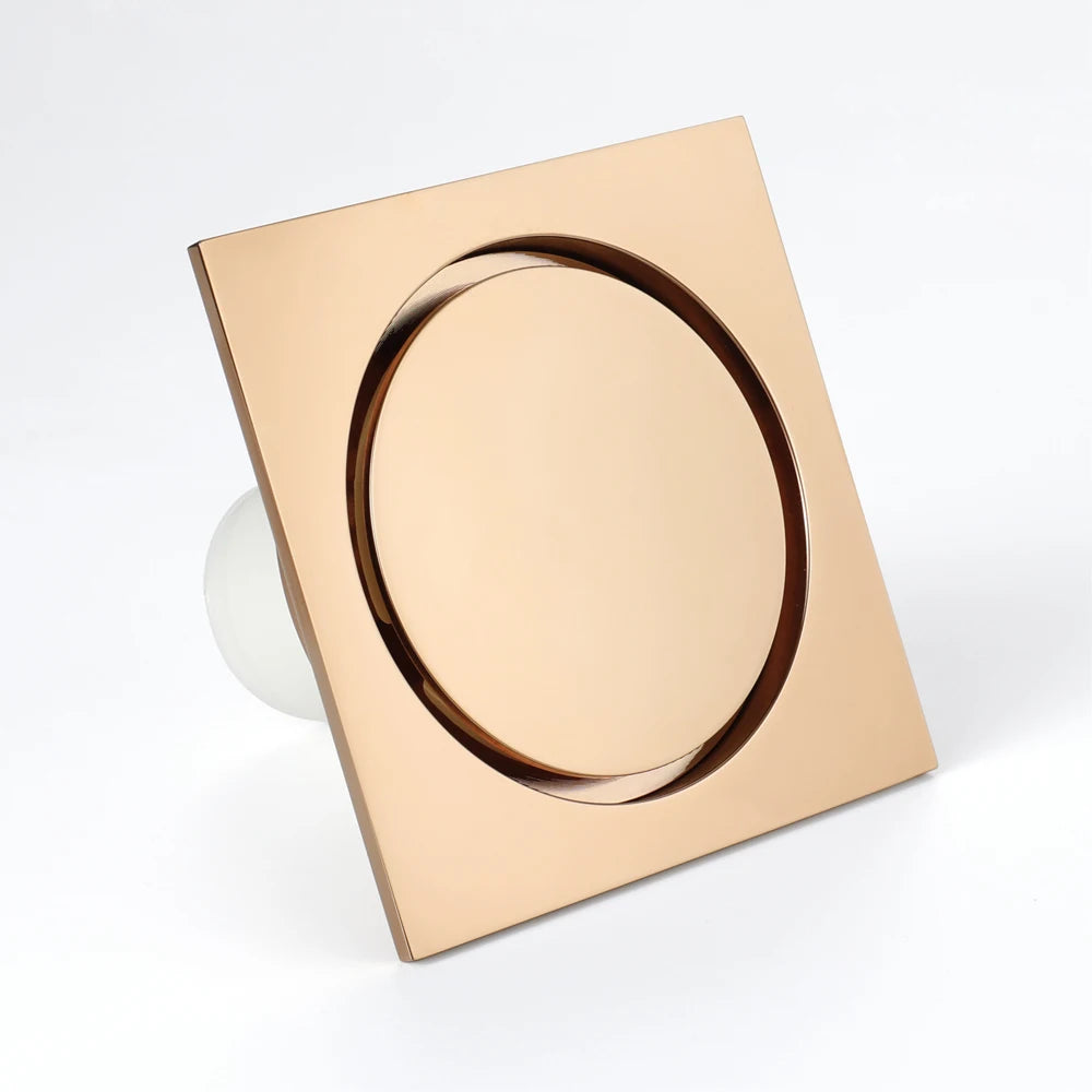 Champagne Gold Modern Square Bathroom Floor Drain with Strainer and Removable Cover Easy Installation
